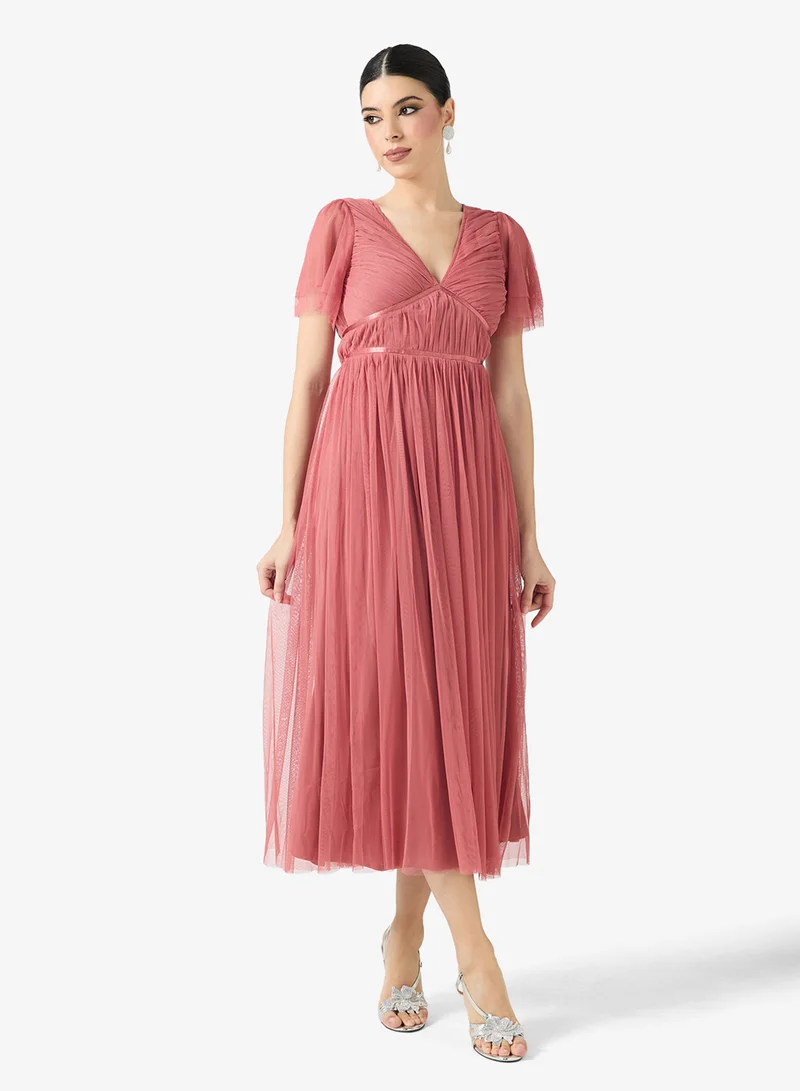 Anaya With Love Ribbon Detail Tulle Midi Dress